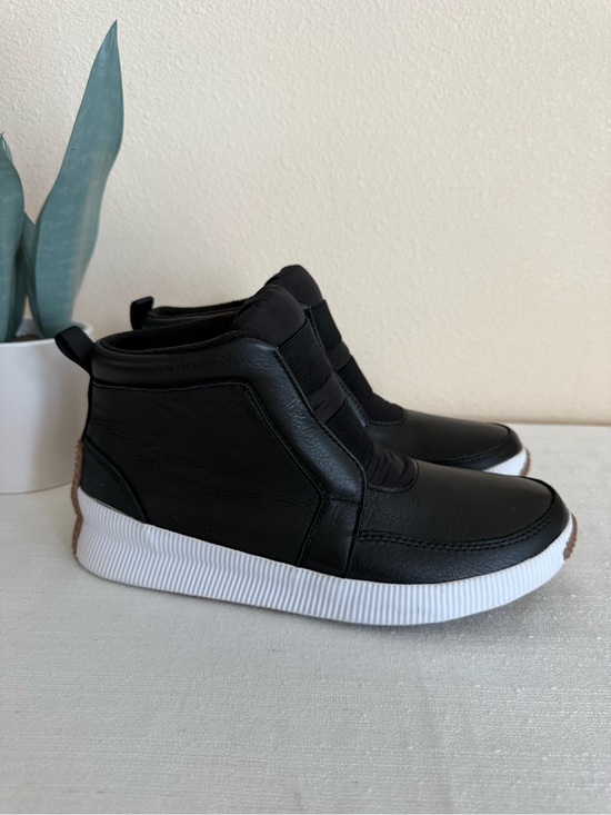 Sorel Shoes - SOREL Black Leather High-Top Sneaker Boot with White Sole